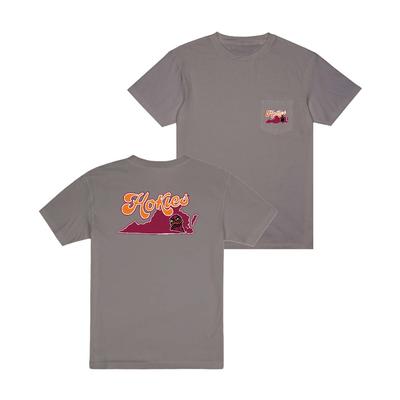 Virginia Tech Uscape State Sign Dyed Pocket Tee