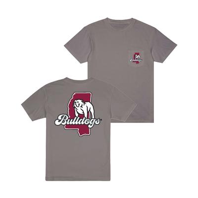 Mississippi State Uscape State Sign Dyed Pocket Tee