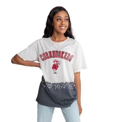 Nebraska Gameday Couture Clash Course Bleach Dyed Tee