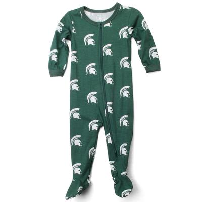 Michigan State Infant Zip Pajamas