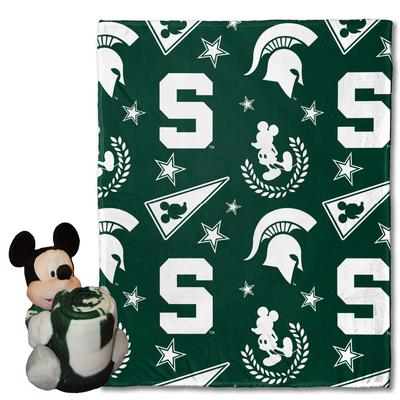 Michigan State Mickey Mouse Plush & Throw Blanket Bundle