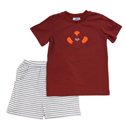 Maroon & Orange Toddler Turkey Shorts Set