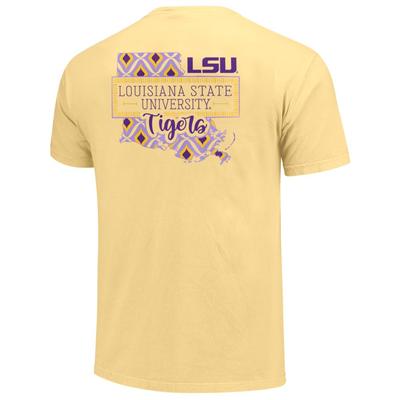 LSU Pattern State Frame Comfort Colors Tee