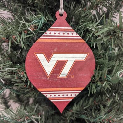 Virginia Tech Wood Teardrop Ornament