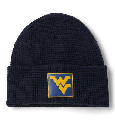 West Virginia Columbia Gridiron Waffle Knit Patch Beanie