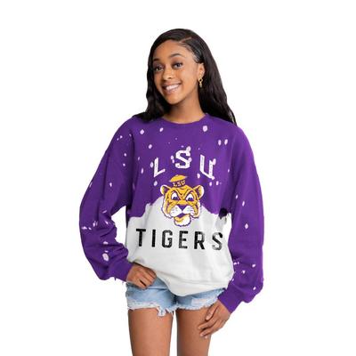 LSU Vault Gameday Couture Twice As Nice Faded Crewneck Pullover