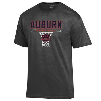 Auburn Champion Wordmark Over Basketball Net Tee