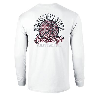 Mississippi State Patterned Basketball Script Long Sleeve Tee