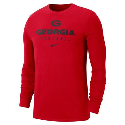 Georgia Nike Men's Dri-Fit Team Issue Football Long Sleeve Tee