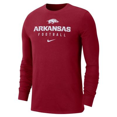 Arkansas Nike Men's Dri-Fit Team Issue Football Long Sleeve Tee