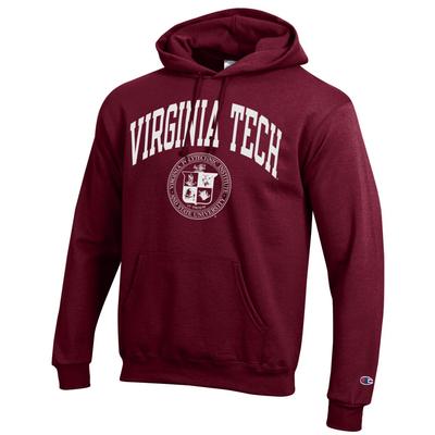 Virginia Tech Champion College Seal Hoodie MAROON