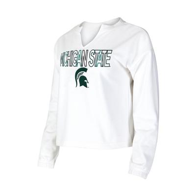 Michigan State College Concepts Sunray Embroidered Top