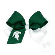  Michigan State Wee Ones Medium Two- Tone Grosgrain Hair Bow