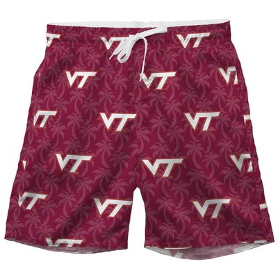 Virginia Tech Wes and Willy Kids AO Palm Tree Swim Trunk
