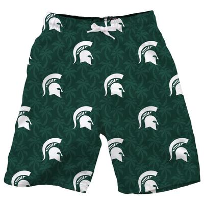 Michigan State Wes and Willy YOUTH AO Palm Tree Swim Trunk