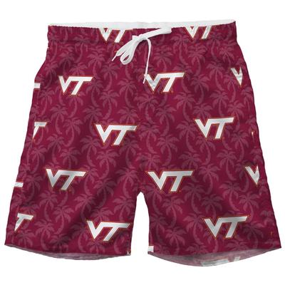 Virginia Tech Wes and Willy Men's Palm Tree Swim Trunk
