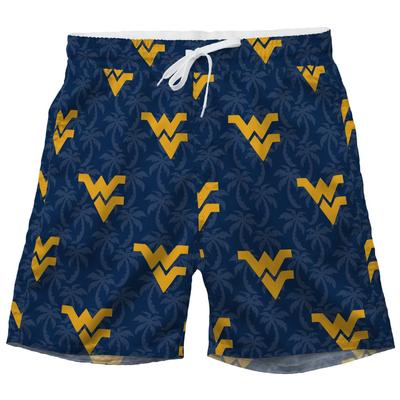 West Virginia Wes and Willy Men's Palm Tree Swim Trunk