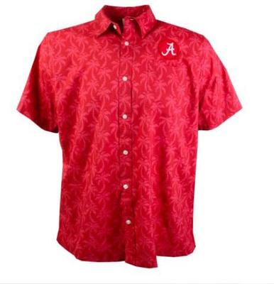 Alabama Wes and Willy Men's Palm Tree Button Up Shirt