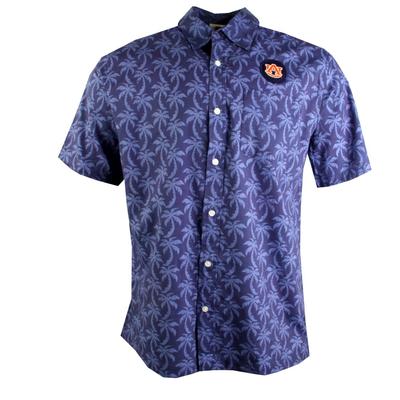 Auburn Wes and Willy Men's Palm Tree Button Up Shirt
