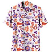 Clemson Wes And Willy Vault Men's Floral Button Up Shirt