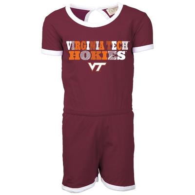 Virginia Tech Wes and Willy Toddler Ringer Romper