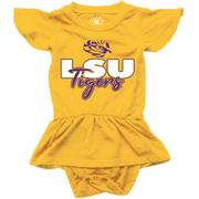  Lsu Wes And Willy Infant Ruffle Sleeve Hopper With Skirt Onesie