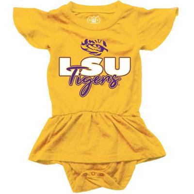 LSU Wes and Willy Infant Ruffle Sleeve Hopper with Skirt Onesie