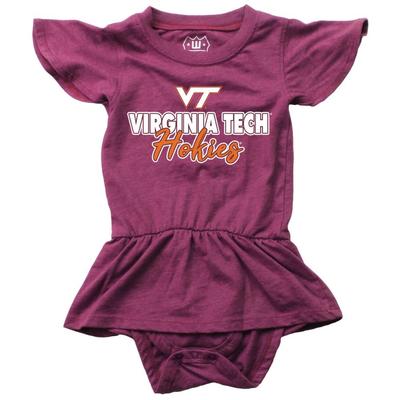 Virginia Tech Wes and Willy Infant Ruffle Sleeve Hopper with Skirt Onesie