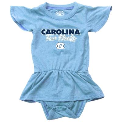 UNC Wes and Willy Infant Ruffle Sleeve Hopper with Skirt Onesie