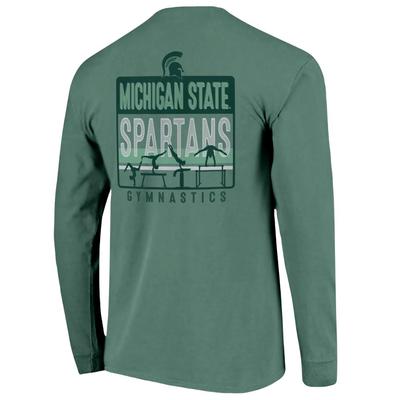 Michigan State Image One Gymnastics Sign Comfort Colors Long Sleeve Tee