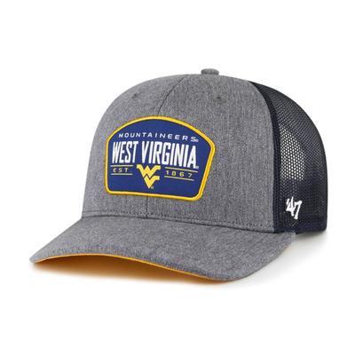 West Virginia 47' Brand Slate Woven Label Trucker Hat