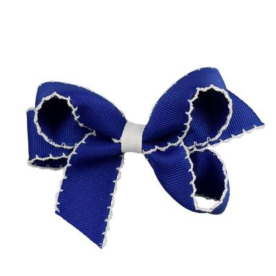 Royal And White Moonstitch Fluff Hair Bow