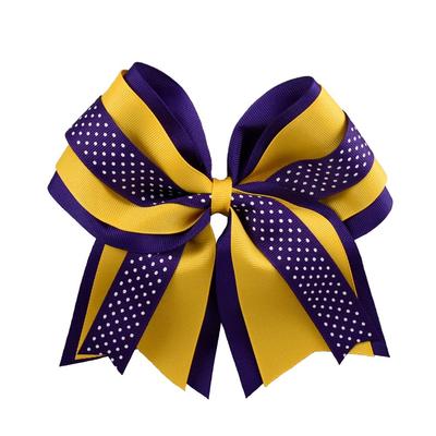 Purple And Yellow Large Layered Hair Bow