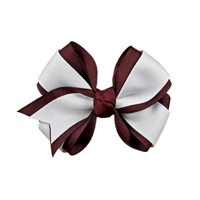 Maroon And White Fluff Hair Bow