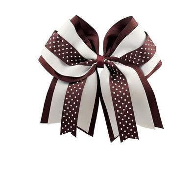 Maroon And White Large Layered Hair Bow
