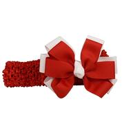  Red And White Fluff Bow Crochet Headband