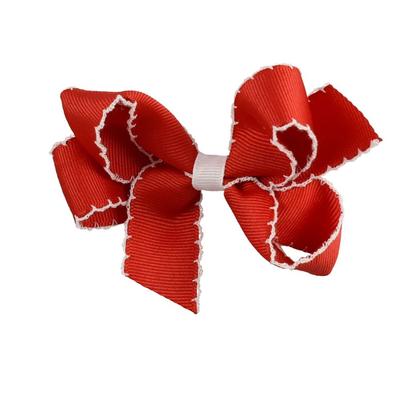 Red And White Moonstitch Fluff Hair Bow