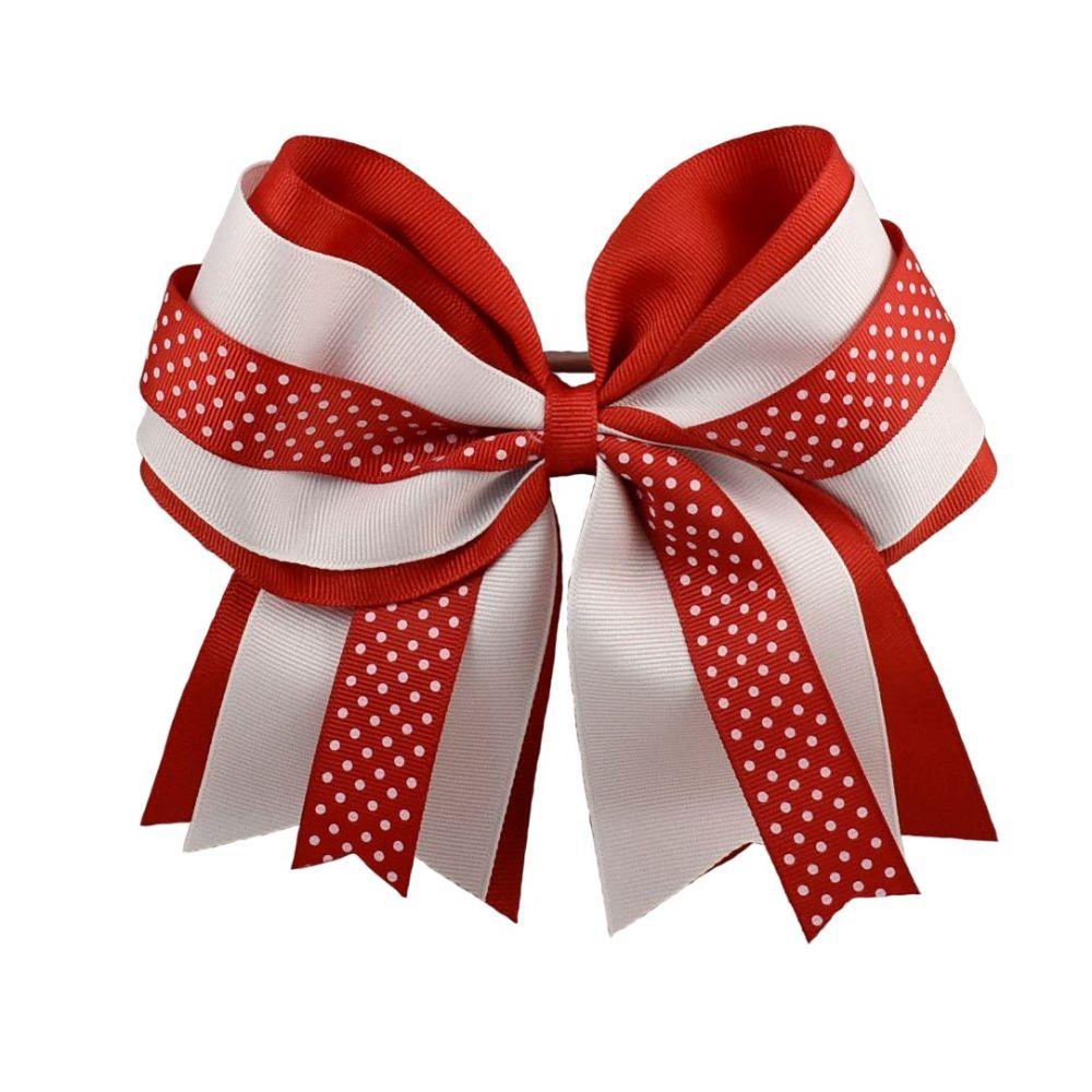 Huskers | Red And White Large Layered Hair Bow | Alumni Hall
