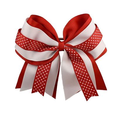 Red And White Large Layered Hair Bow