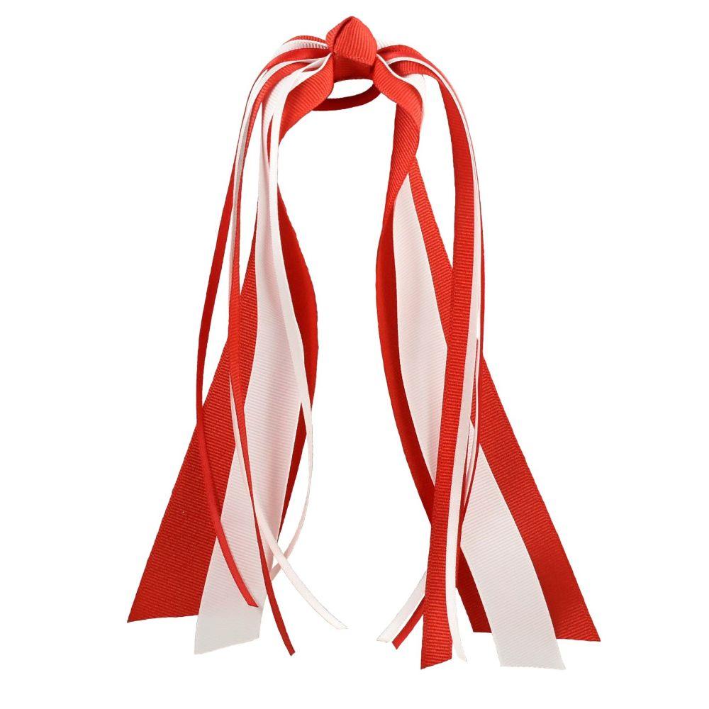 Huskers, Red And White Streamer Ponytail Hair Bow