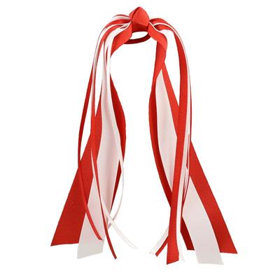 Red And White Streamer Ponytail Hair Bow