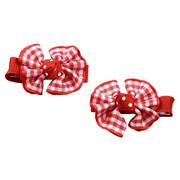  Red And White Hair Bow Pair
