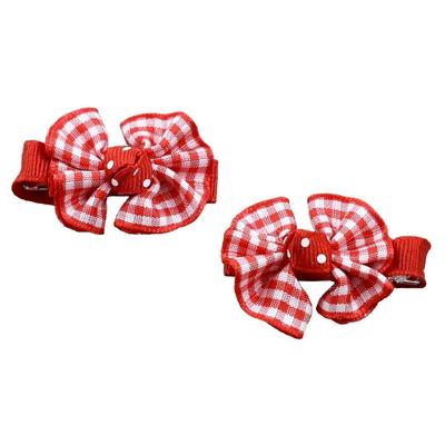 Red And White Hair Bow Pair
