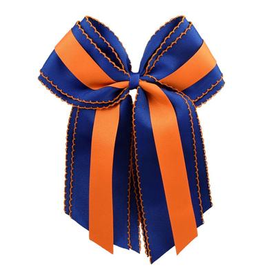 Royal And Orange Moonstitch Layered Hair Bow