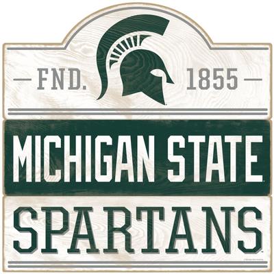 Michigan State Est 1855 18 x 18 Planked Wood Sign