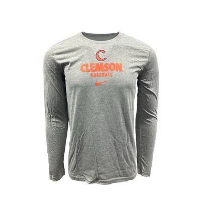 Clemson Nike Legend Baseball Dri-Fit Long Sleeve Tee