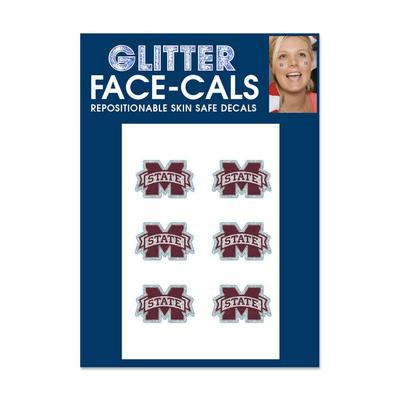 Mississippi State Glitter Face Tattoos 6 Pack
