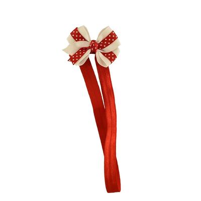 Red And White Infant Bow Headband