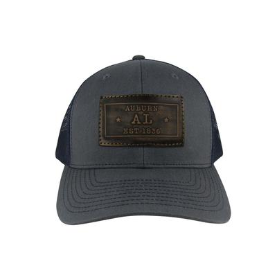 Auburn Rectangle Leather Patch Trucker Hat