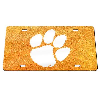 Clemson Orange Glitter License Plate